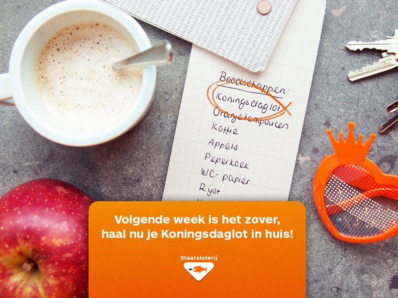 Dit is 't laatste weekend om een Koningsdaglot te kopen! Hiermee maak je kans op elk jaar €250.000, 20 jaar lang.