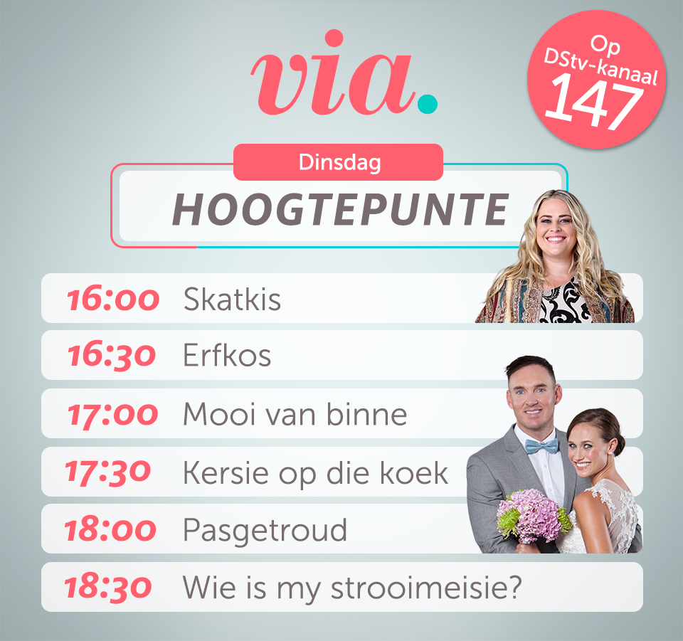 viatv's tweet photo. Watter VIA-programme kyk jy op 'n Dinsdag? https://t.co/WnUuNXQDaf