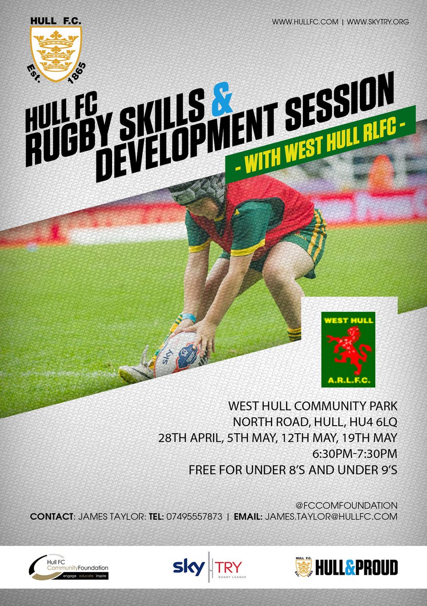 Dates for the diary,any youngsters who are in year 3 or 4 come down to the following sessions.#CommunityRugbyLeague