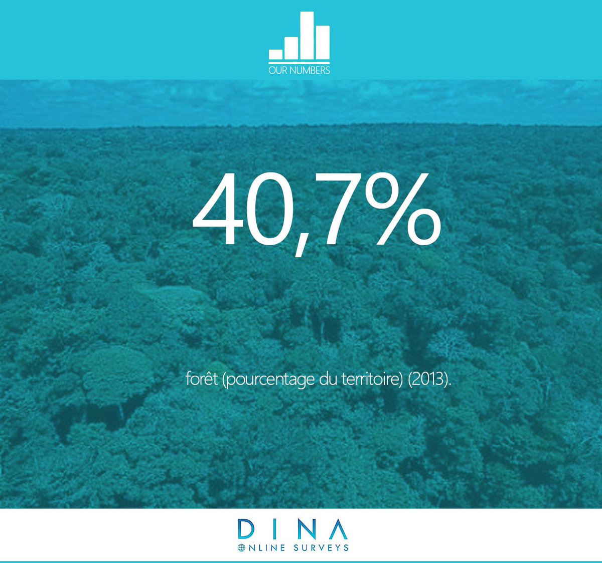 DinaSurveys's tweet photo. #OurNumbers 40,7% du territoire est constitué de forêt. https://t.co/Pl85kiCO8M