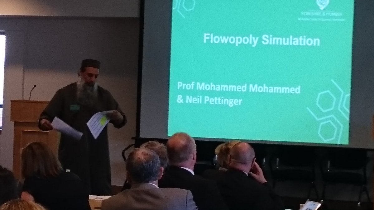 kurtstat's tweet image. Prof. Mohammed introduces the #Flowopoly bit at #PFHackSheffield