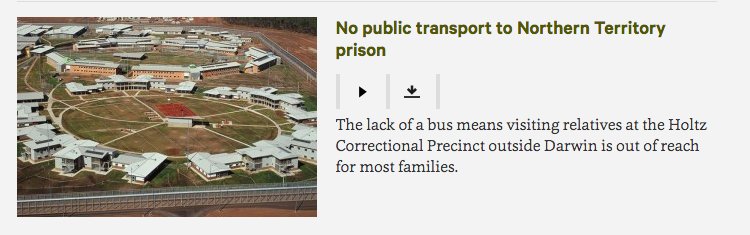 Another NT #JustJustice debacle: no PT to Darwin prison = families can't visit abc.net.au/radionational/… @LawReportRN