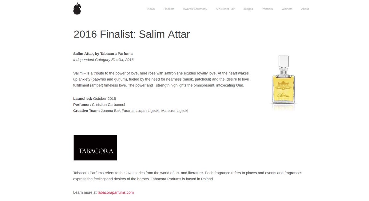 TabacoraParfums's tweet photo. Salim Attar finalist @AOAwards https://t.co/sxfdUx1iPu