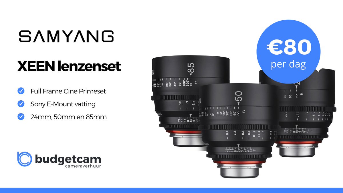 Voor #Sony E-mount hebben we nu de #Samyang #XEEN cine primes, een topset voor een topprijs! bit.ly/1SoSWuU