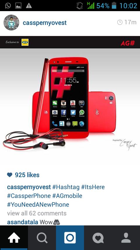 Sabotage_Ent's tweet photo. @CassperNyovest new phone called #AGHashTag keep on inspiring young people and god bless you keep pushing https://t.co/8X8IIpyDwr