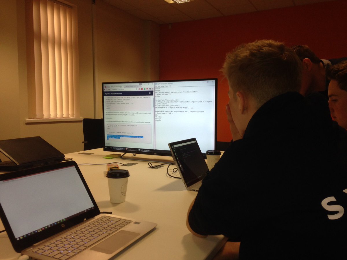 magnifica_uk's tweet photo. Teaching @angularjs to #Sheffield school students {{ 'Hello World' }} next up coding their own apps #code https://t.co/imHx88psgE