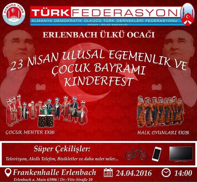 Erlenbach derneğimizin 23 Nisan kutlamalarına vatandaşlarımız davetlidir..