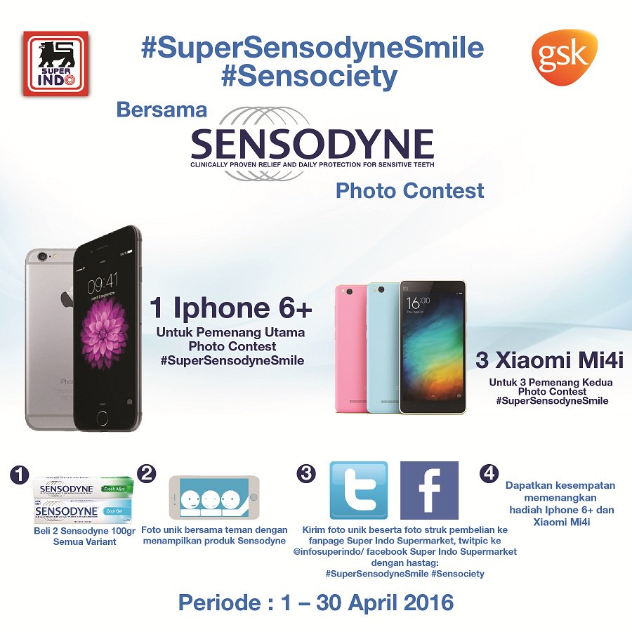 InfoSuperIndo's tweet photo. Ikutan #SuperSensodyne #Sensociety Photo Contest &amp; menangkan Iphone 6+ &amp; Xiaomi Mi4i! Info: https://t.co/L0KZSwVQTI https://t.co/rA53IEbaGh