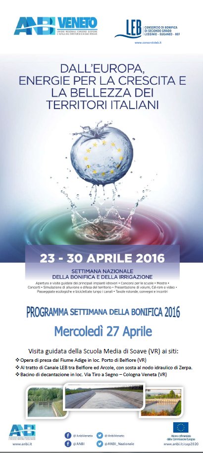 Settimana nazionale della #bonifica: 27 aprile - il Consorzio #LEB apre le porte alla scuola media di #Soave