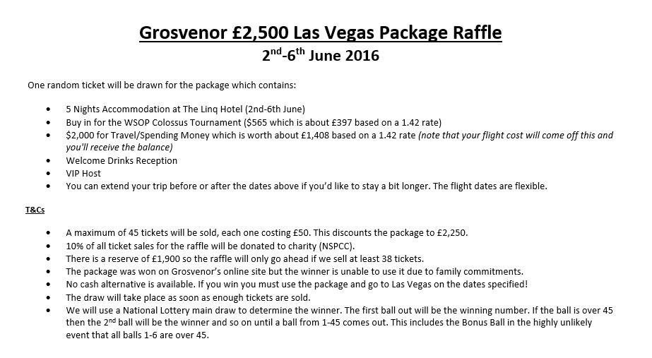 scottish_poker's tweet photo. Sold 19 x £50 tickets in the £2.5k Vegas Package Raffle so far. Anyone else want in on the action? https://t.co/y6UHqJ5dPZ