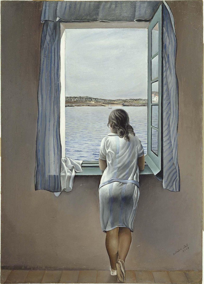 todayisartday's tweet image. Did you notice that #SalvadorDali eliminated the window casements on the left? &apos;Figure at the Window&apos; #WindowWeek