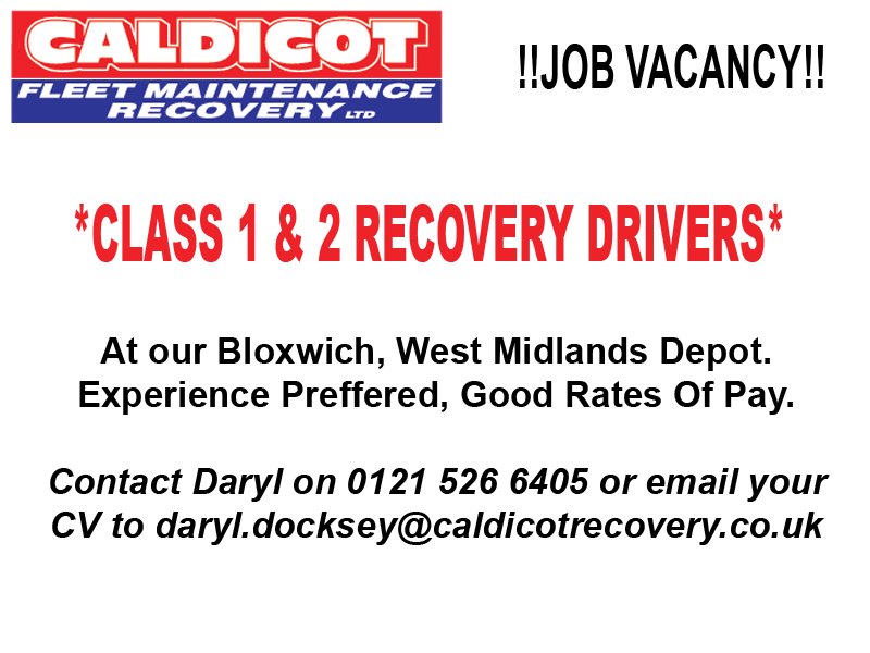 Due to expansion, Class 1 &amp; 2 Recovery Drivers Required at our Bloxwich Depot!! #jobs #recovery