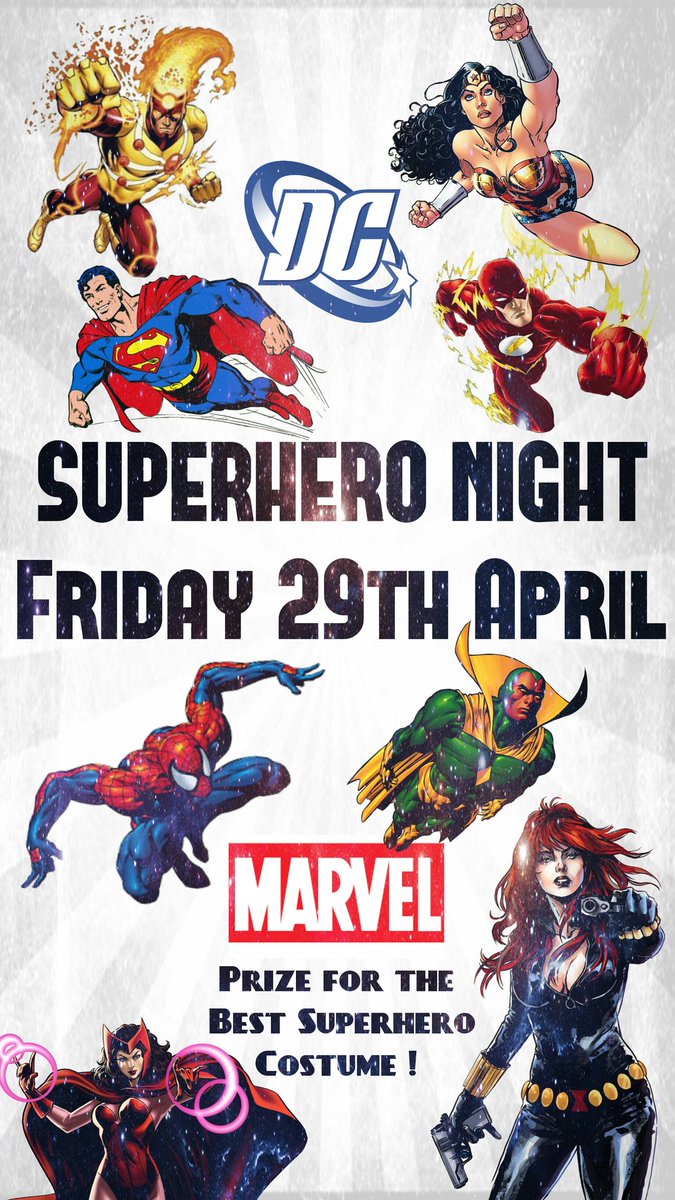 HareHoundrednal's tweet image. Superhero Night ! Best Costume gets a Prize ! Friday 29th April !