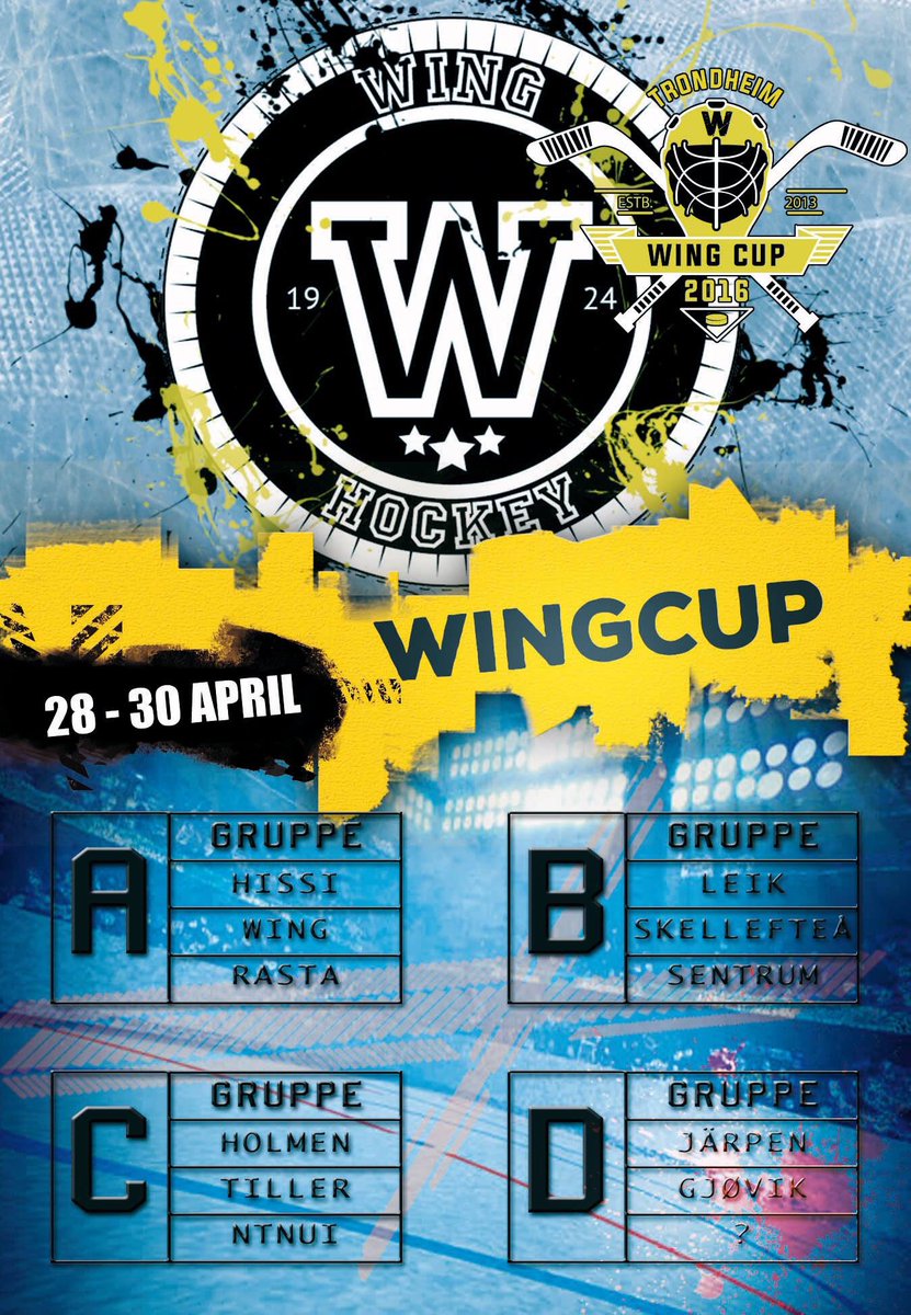 Da er gruppene til årets Wing Cup trekt! Nå er det bare for supporterene å booke Trondheimstur! #vierrasta #2hockey