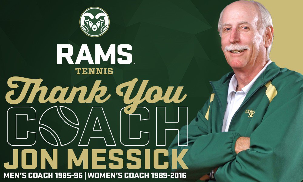CSUTennis's tweet image. RELEASE: Veteran #CSURams tennis coach Jon Messick announces retirement after 31 years col.st/SJ7Vw