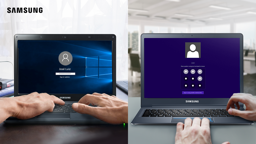 SamsungBrasil's tweet photo. Como prefere, digitar a senha no teclado ou desbloquear o notebook com o #TouchpadLogon? https://t.co/EieS0S0RPt https://t.co/7N5pqdy0kp