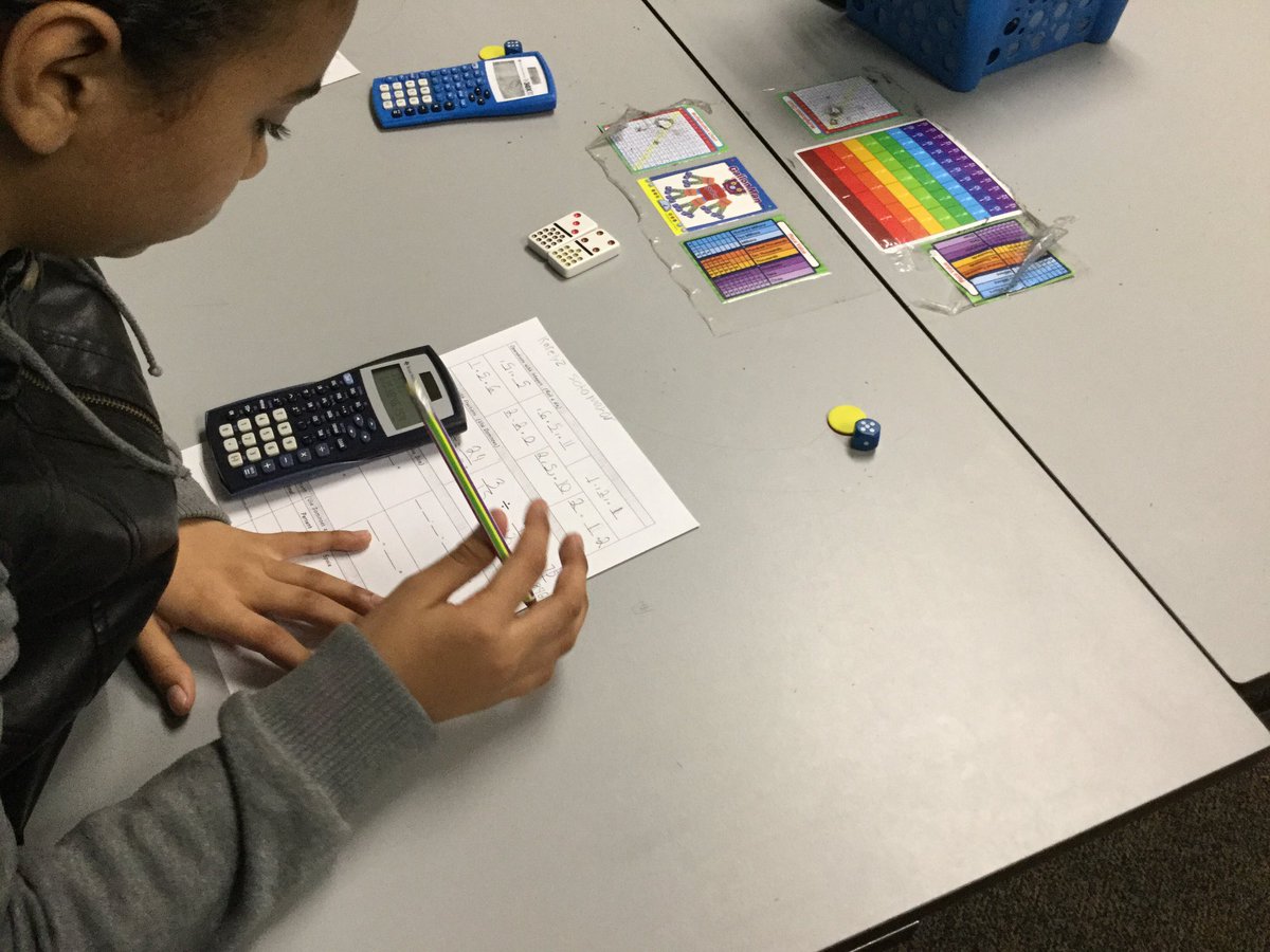 KissnerMath's tweet photo. Using dominoes, dice, & integer chips to create problems for our learning this year. #endlessReview #HuronTigers https://t.co/k6UGtsBHtd