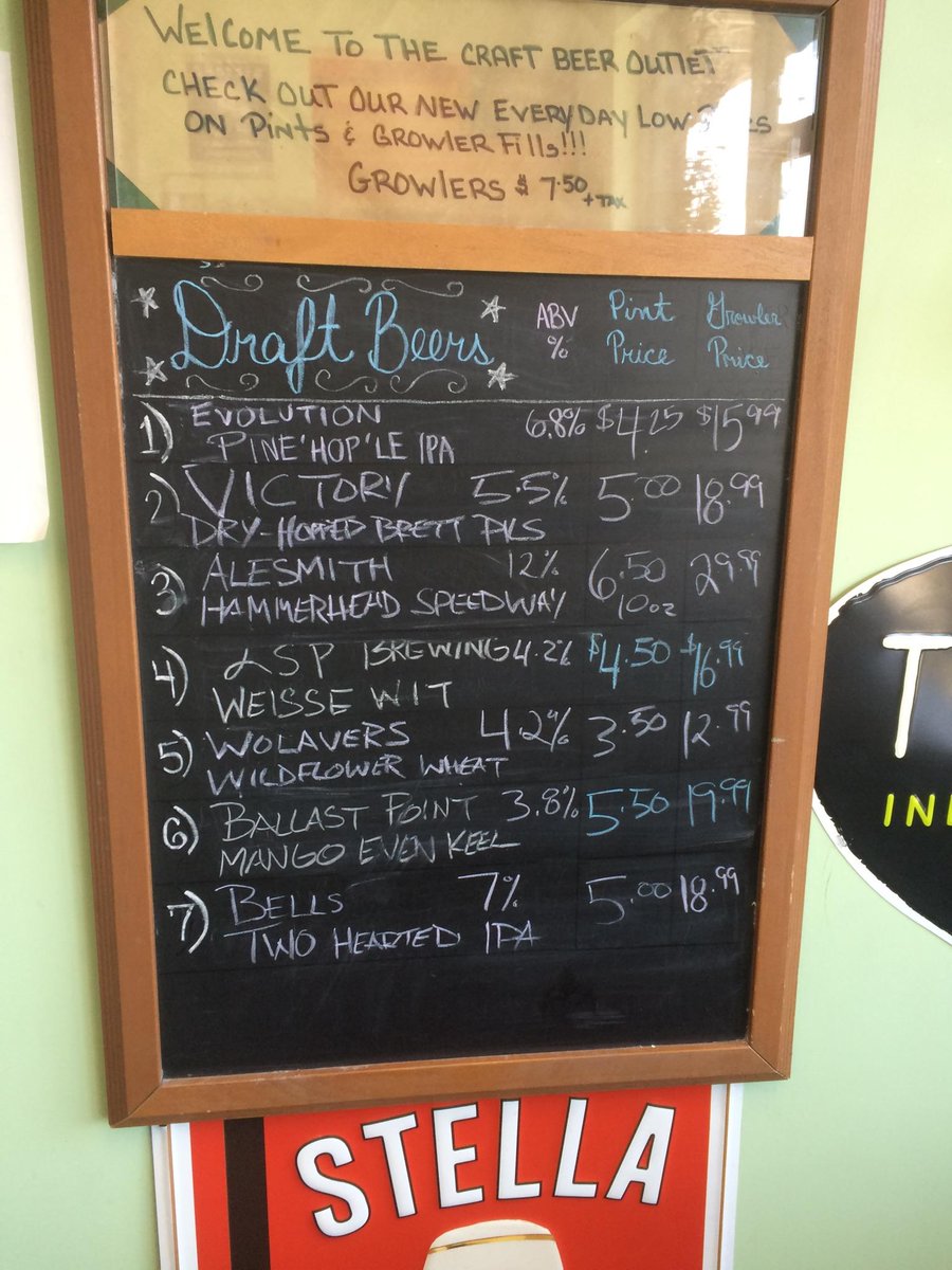craftbeeroutlet's tweet photo. #HalfOffTuesday draft list. All pints and growler fills are 50% off! https://t.co/afv5zoqDaP