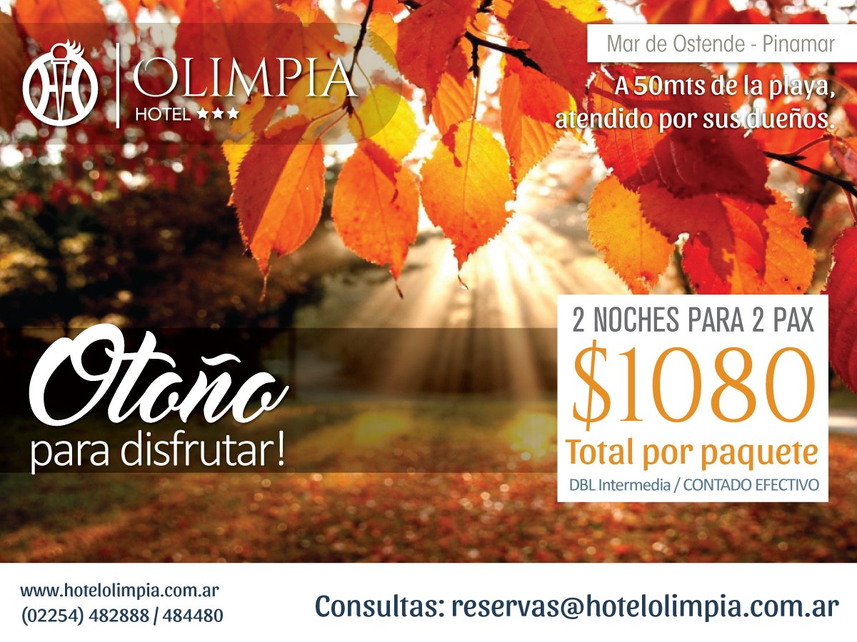 Olimpia_Pinamar's tweet photo. #Promociones #Hotel Finde p/ 2: 2 nts + check out 15hs + desayuno = $1080 contado. #Descuentos #Escapadas #Pinamar https://t.co/tOhGurRoZA