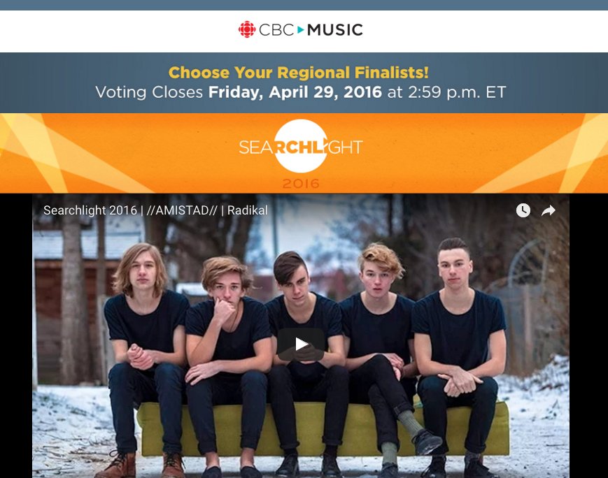 phreeagent's tweet photo. Hey @eliwener now @amistadmusic  made it to the @CBCMusic #SearchlightTop10 https://t.co/6JkIQs8kgq #RDKL #TPTAW https://t.co/FymUYCg9w2