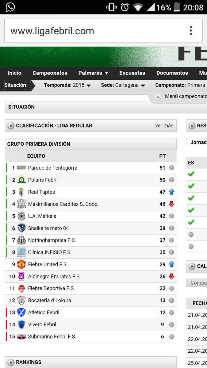 GandiaFS's tweet photo. Así está la clasificación en la  @LigaFebril  #ClinicaINFISIO está 8, puestos de #playoff
Esta semana toca descansar https://t.co/YwpdcrCrxT