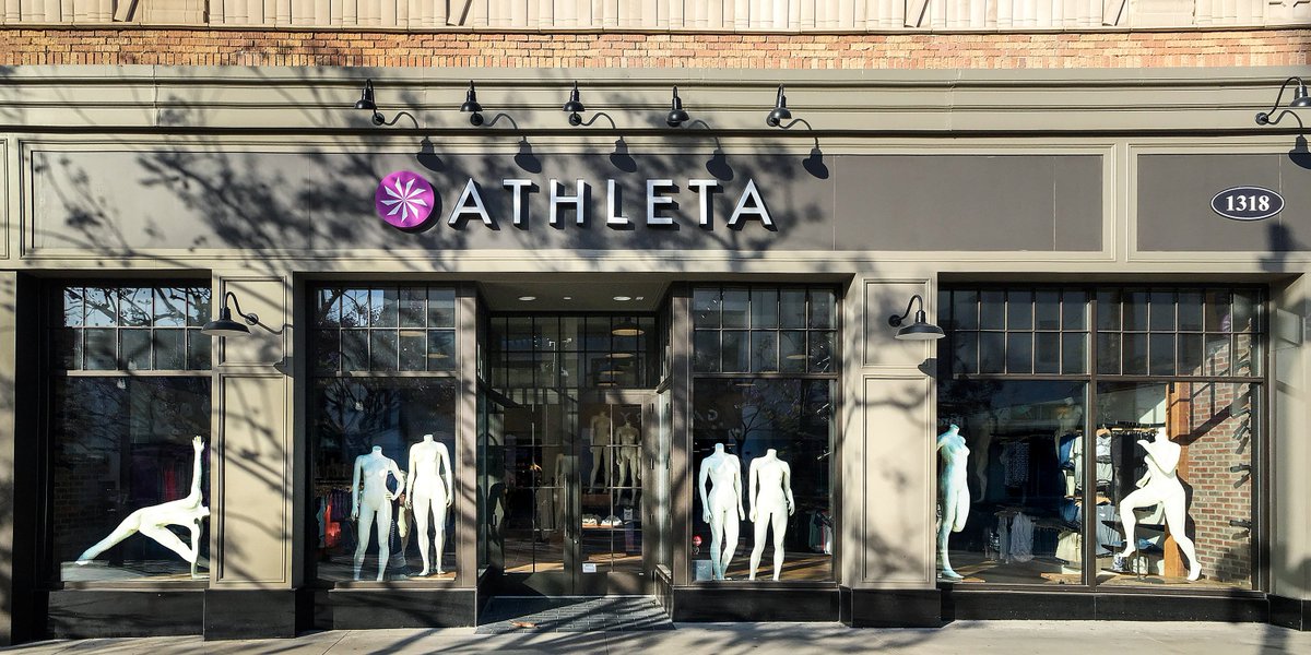 DesignAware's tweet image. Spotted this @Athleta window in transition today. The mannequins aren’t clothed, but it still kind of works.