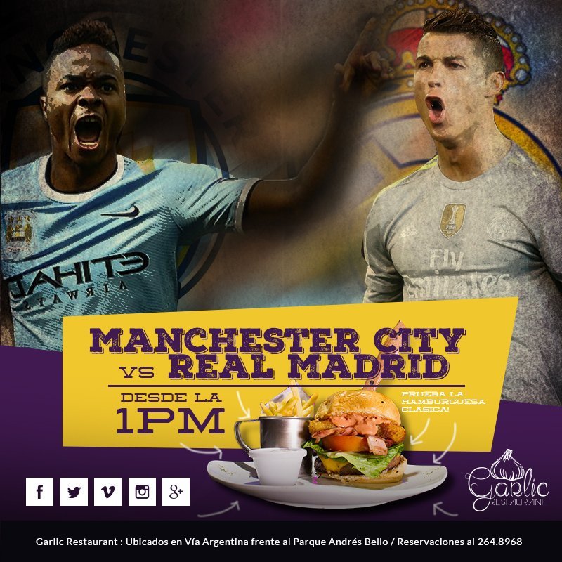Vive la #ChampionsLeague en Garlic desde la 1PM y por que no? acompañalo con una deliciosa hamburguesa!