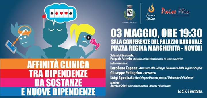 SimoneCaricato's tweet photo. Convegno sulle "nuove dipendenze" - 3 Maggio ore 19:30 a Novoli (Le) #FucinaSociale #socialmedia #dipendenze https://t.co/LoOA7Tkdw7