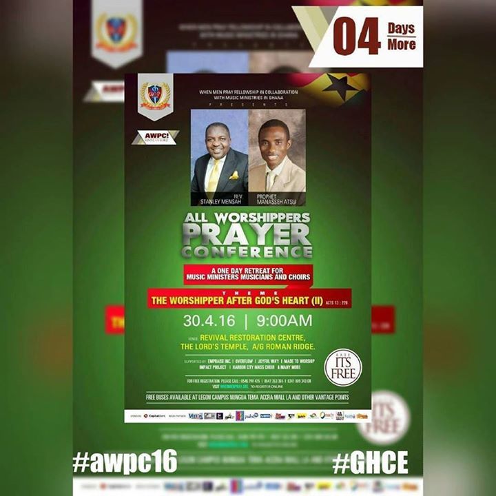 XtianEventsgh's tweet photo. #GhCE Do well not to miss All Worshipers Prayer Conference #awpc16. “Devote yourselves to … https://t.co/n44668RRts https://t.co/hSsxPZx47B