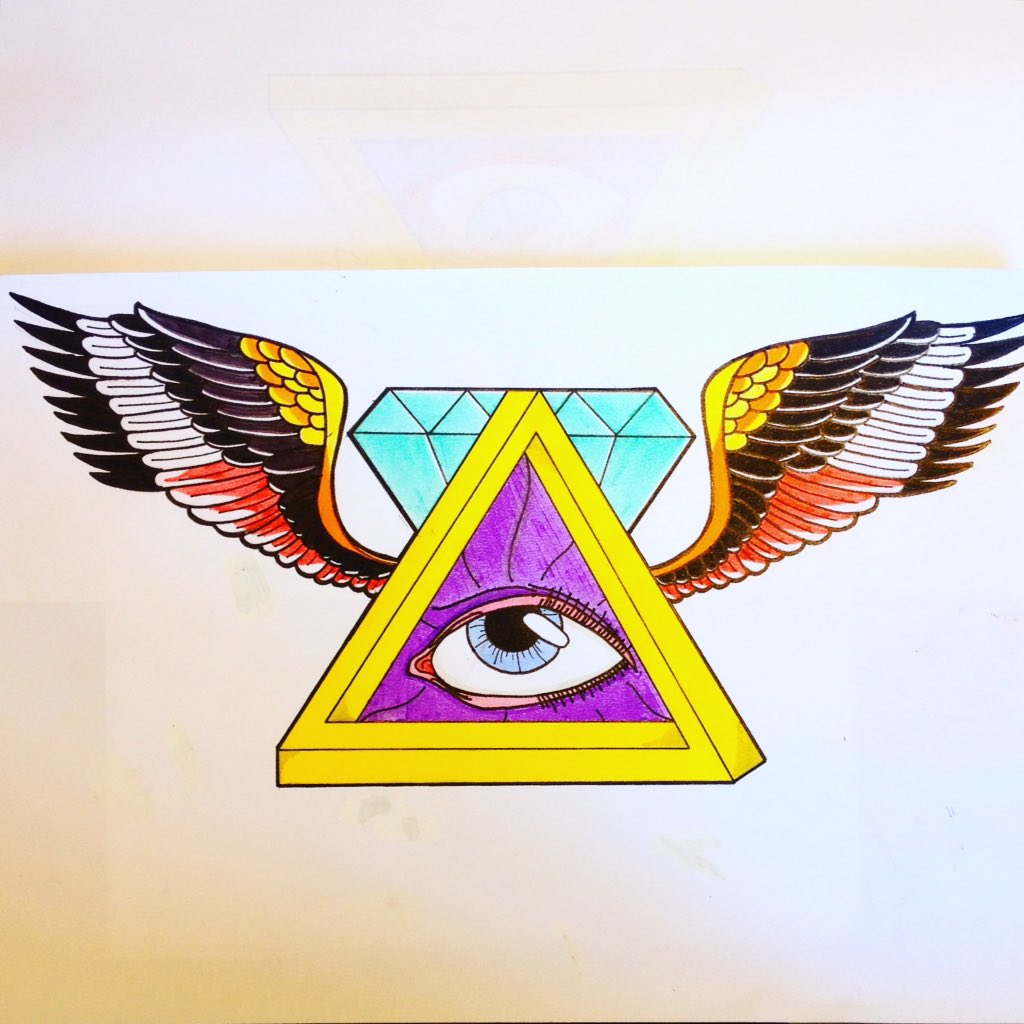 leftscream's tweet image. New composition ! #oldschooltattoo #trainhard #tattoolovers #tattoo  #drawing #drawer  #illuminati #diamonds #eagle