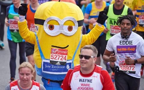 kevinisbister's tweet photo. Big thanks to @ExpressMascots for the #MaraMinion outfit! Let's see what they have lined up for next year! #VLM2016 https://t.co/SkAq9UpuYz