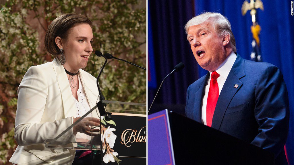CNN's tweet photo. Lena Dunham says she'll move to Canada if Donald Trump becomes president https://t.co/CcGe4yPrbq https://t.co/EUV38iAeK3