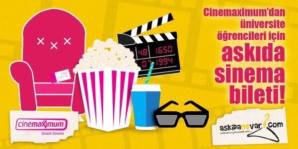 Askıda film var! 
<a href="/cinemaximum/">cinemaximum</a>'u takip edip bu tweet'i
RT'leyen 5 üniversiteliye çift kişilik sinema bileti hediye!
