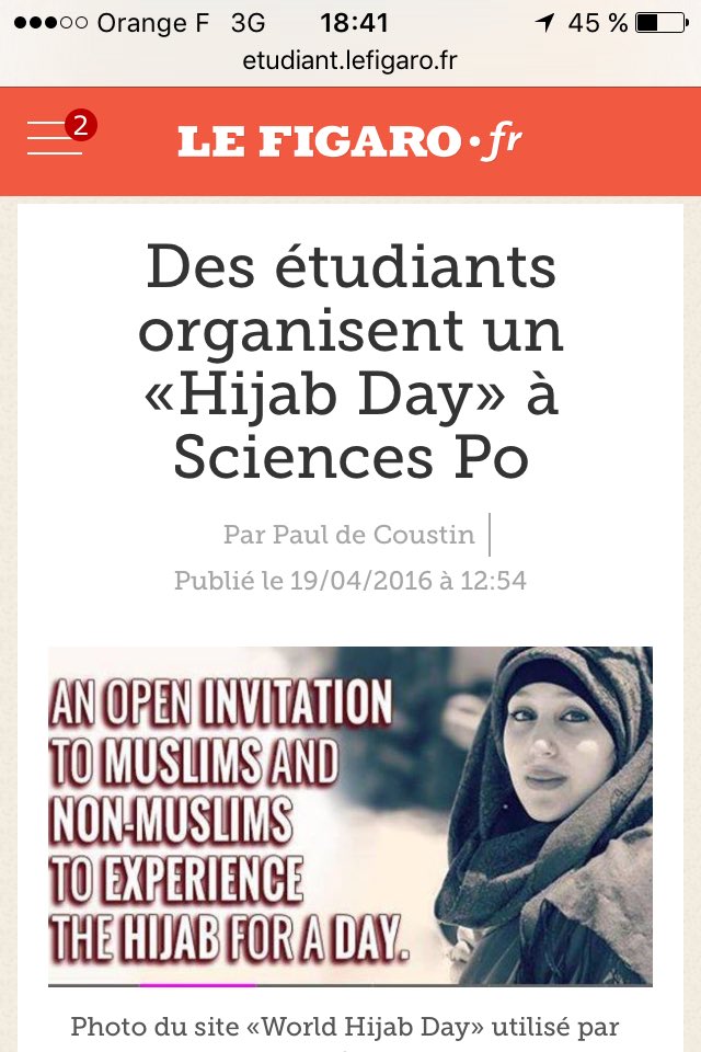 Sisf94's tweet photo. Des étudiants organisent un #HijabDay à Sciences Po!

Et la journée de la lapidation c'est pour quand? https://t.co/0kgP3r1k6M