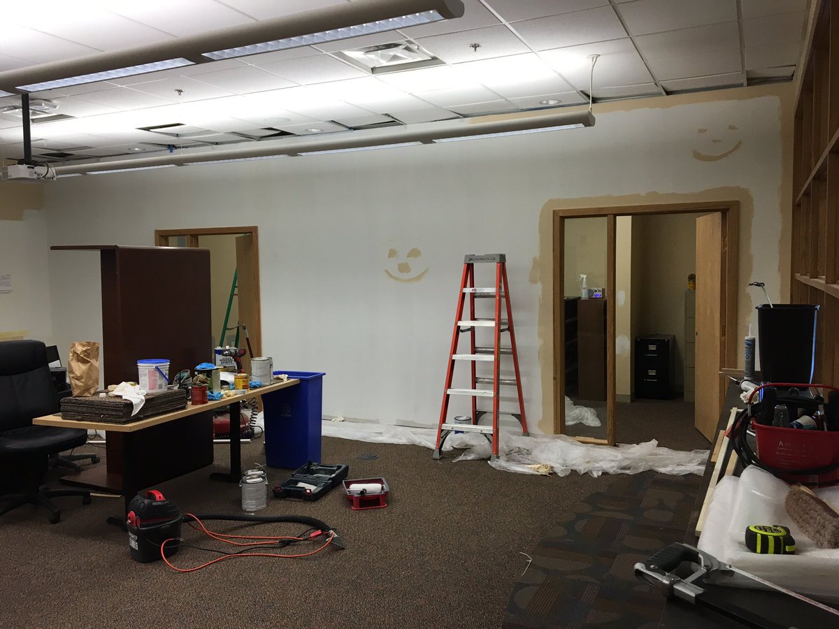 CSMCministry's tweet photo. #smiles say it all, offices in CSM Campus Ministry room are almost complete! https://t.co/xM9oPr03i1