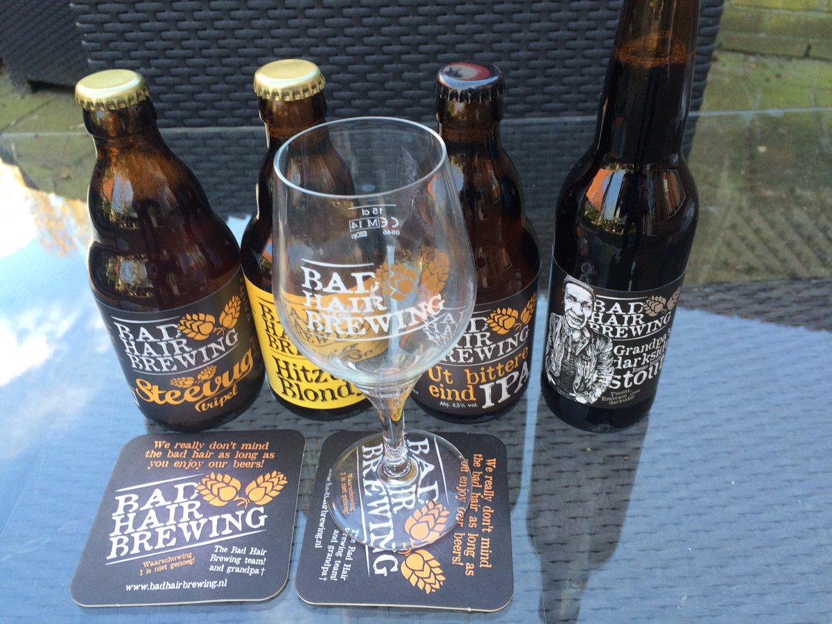 <a href="/badhairbrewing/">Bad Hair Brewing</a> superlekkerrrr #bier #kadootje van Bram de brouwer. badhairbrewing.nl/index.html