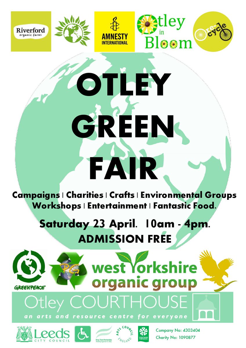 OtleyCourthouse's tweet image. #greenfair #otley 23 Apr 9-5 #free #stalls #art #workshops #fairtrade #ilkley #leeds @OYGreenparty @GreenpeaceUK