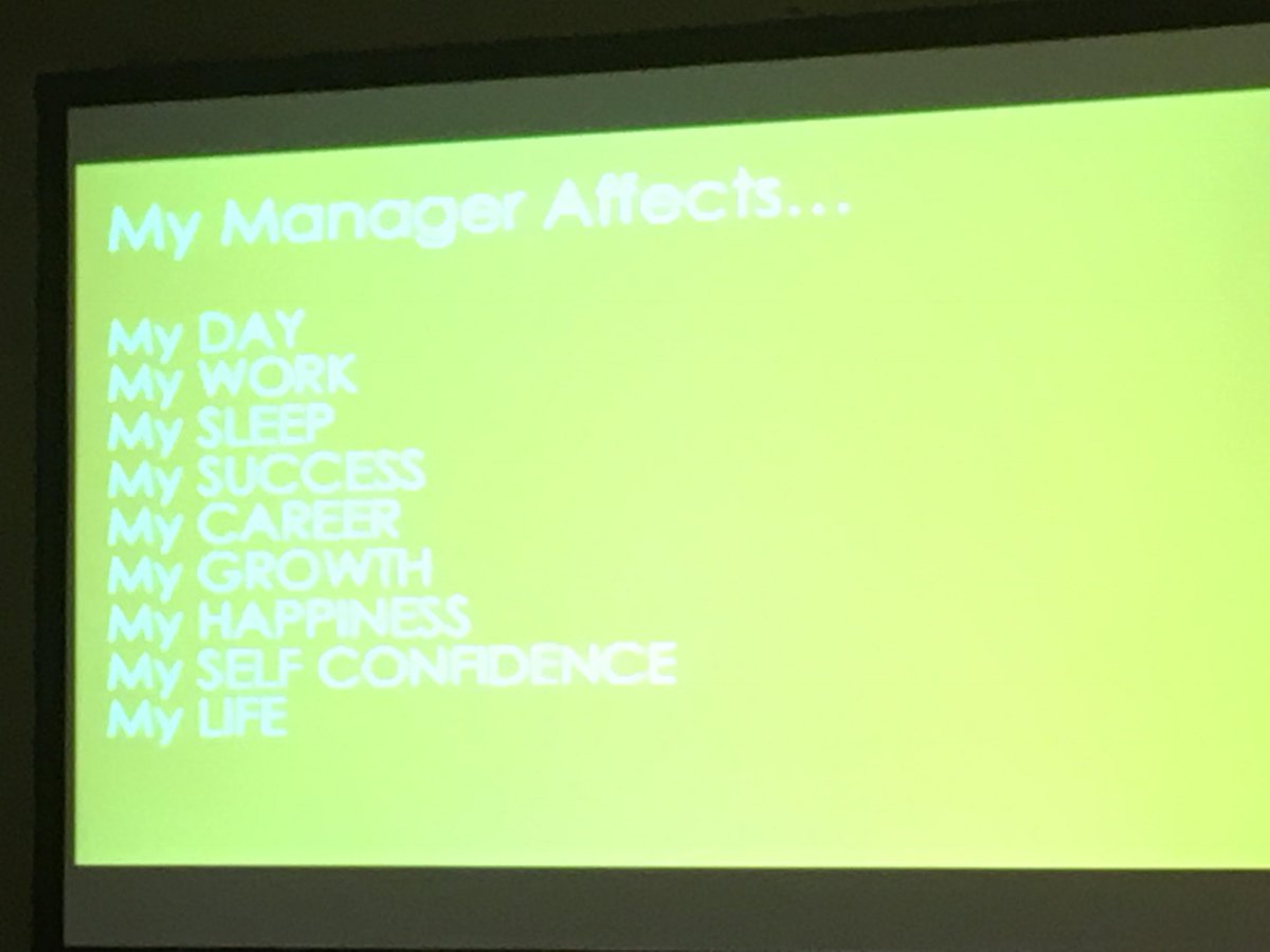 Anne_FultonCEG's tweet photo. My manager affects everything : my sleep, my life, my work - managers matter @workforcenews #wflive16 https://t.co/yR6k2fcvNo
