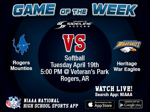 GOTW Tonight! @ladymountieSB at <a href="/HHSWarEagleSB/">War Eagle Softball</a> tonight at 5pm live on the NIAAA App. Free download, free to watch