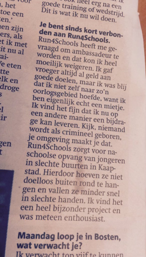 janknaap's tweet image. Interview @ANageeye in @Metro over geboorte hardloopcarrière, @bostonmarathon , ambassadeurschap @Run4Schools #trots
