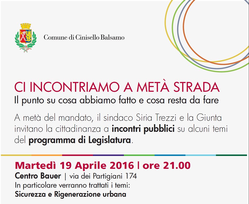 comunecb's tweet photo. #sicurezza #rigenerazioneurbana La Giunta incontra i cittadini #19A h21 Centro Bauer #metamandato #cinisellobalsamo https://t.co/tgmLFnwkHm