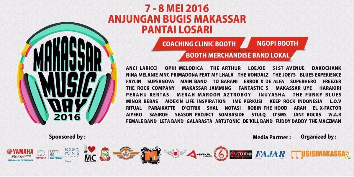 Makassar Music Day 2016, keep rockin guys!!! \mm/ <a href="/merahmaroonband/">Merah Maroon Band</a> <a href="/Brthr_chery/">Cecep Firmansyah</a> <a href="/Yusriantaufan/">Papa Andhara</a> <a href="/ady_erga/">ady vahrerga</a>