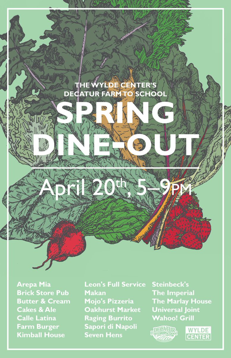 Help us bring #localfood + #foodcurriculum to Decatur schools! The #DecaturFarmtoSchool dine-out is tom., Wed. 4/20.
