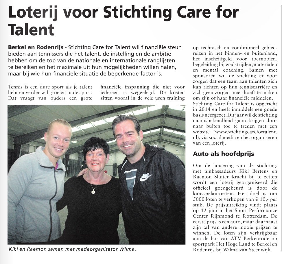 StichtingC4T's tweet photo. Goede promotie voor de loterij. Trots op onze ambassadeurs @kikibertens en @raemonsluiter #talent #SC4T https://t.co/zmnOp6WI5f