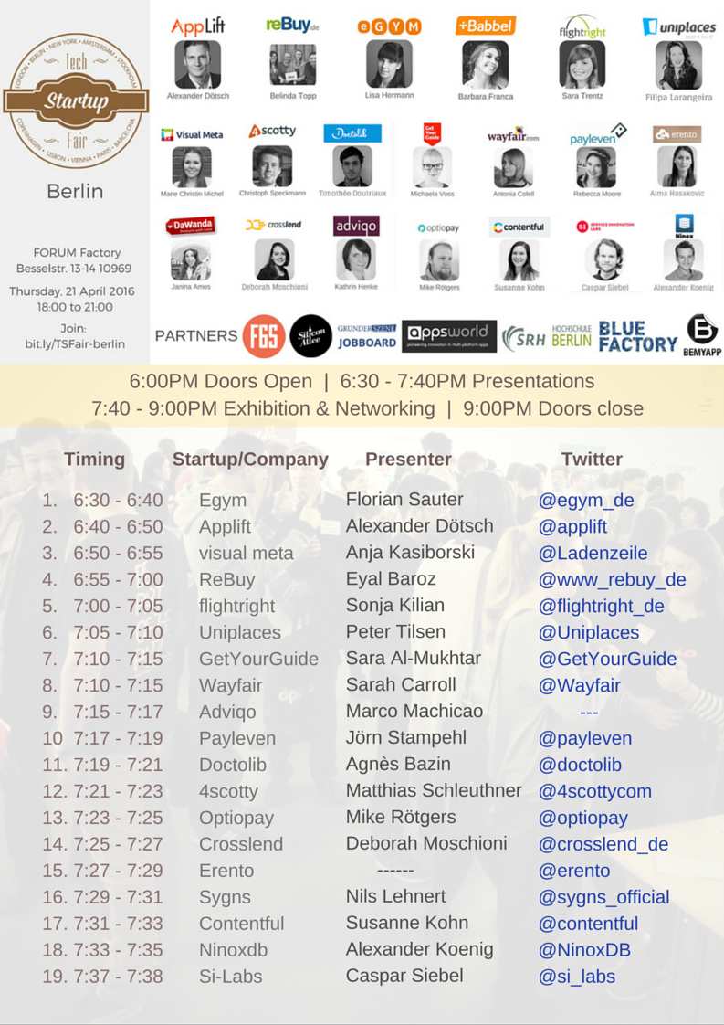 TechStartupJobs's tweet photo. Excited for #TSFair #Berlin, One day to go! Packed Agenda, Join: https://t.co/oiNeFVxZOI #hiring #jobs Free tickets https://t.co/QZkyW3ymlq
