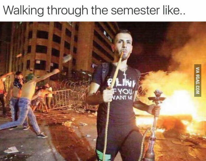 9GAG's tweet photo. Walking through the semester like... 
https://t.co/NKkGThB8p3 https://t.co/jDAu5yvOoX