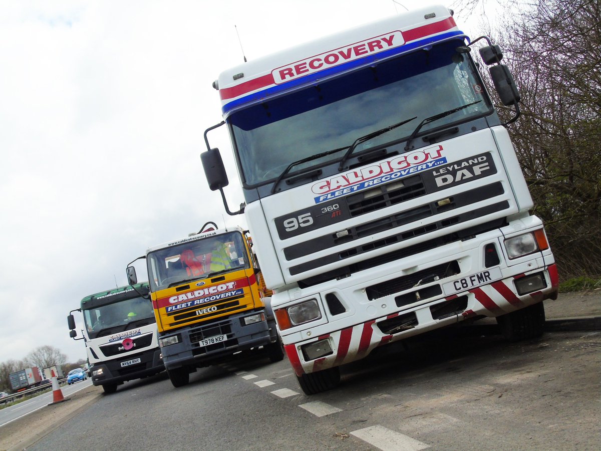 Heavy Metal Recovery Machines!! Our contraflow recovery trucks stationed at the A14 base. #caldicotrecovery