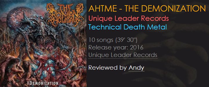 MetRevs's tweet photo. #Ahtme - The Demonization review. https://t.co/MMeueouGZE @UniqueLeaderRec #technicaldeathmetal #deathmetal https://t.co/N5ham38jwQ