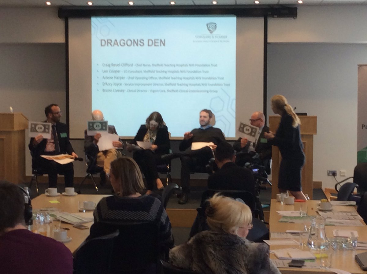 HealthInnovYH's tweet image. In a strictly come dancing style panel, our dragons will pledge their commitment to the groups #PFHackSheffield