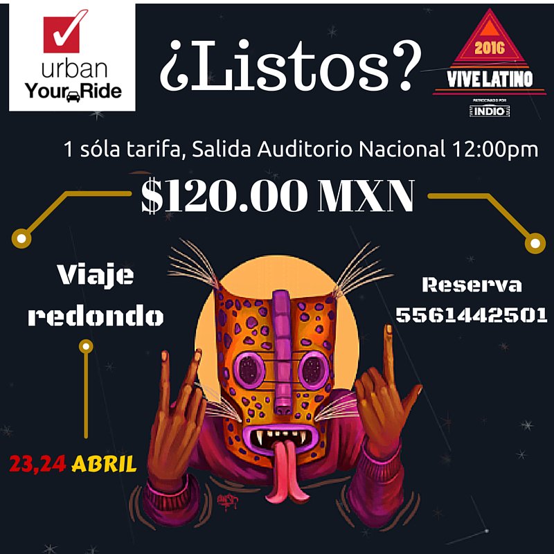 UrbanUride's tweet photo. ¿Listos para el #ViveLatino ?,50 bandas,5 escenarios, nosotros 1sola tarifa, viaje redondo @LaRomaDF @CondesaMexico https://t.co/kX3rUxi73K
